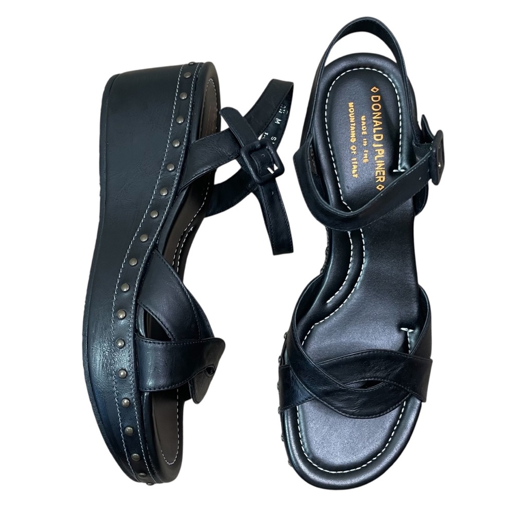 Donald J. Pliner Black Leather Platform Sandals